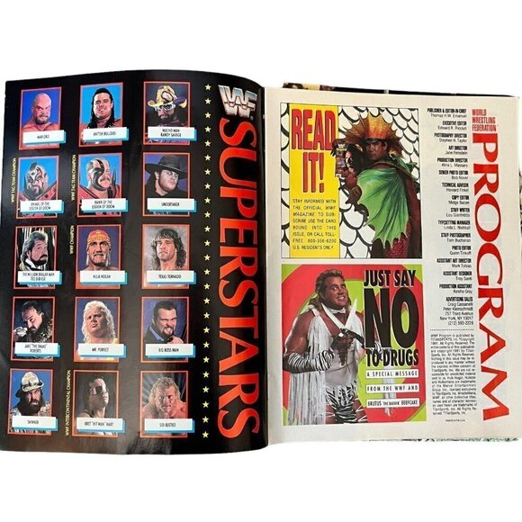 Vintage 1980s 1990s WWF Magazine Lot 10+ Von Erich Hulk Flair Poster Ads Trivia - Picture 10 of 16